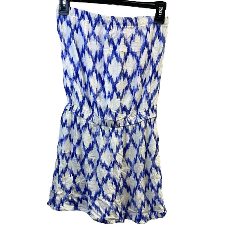 Forever 21 Strapless White And Blue Dress Size Small